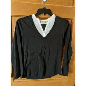 RIDERS by Lee Dress Shirt Blouse Size M Black Pull Over